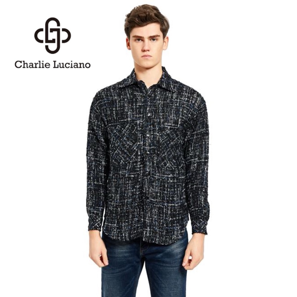 CHARLIE LUCIANO Tweed Overshirt Unisex XS Plaid Academial Shaket Fall Jacket